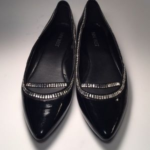 NEW Nine West Black Patent Flats Size 8 (Girls' 6)